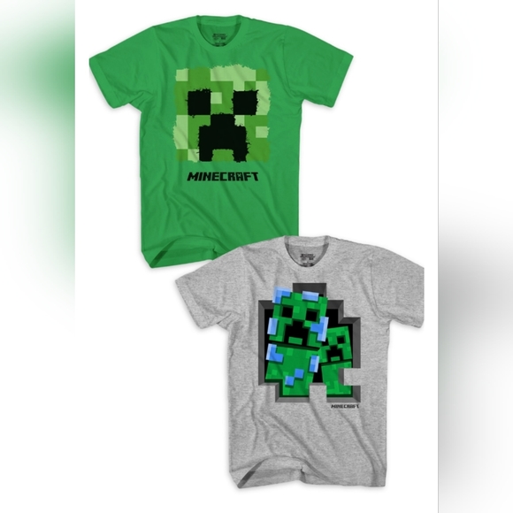 2 **NEW** MINECRAFT SHIRTS BOYS SIZE L (10/12) - Picture 1 of 2